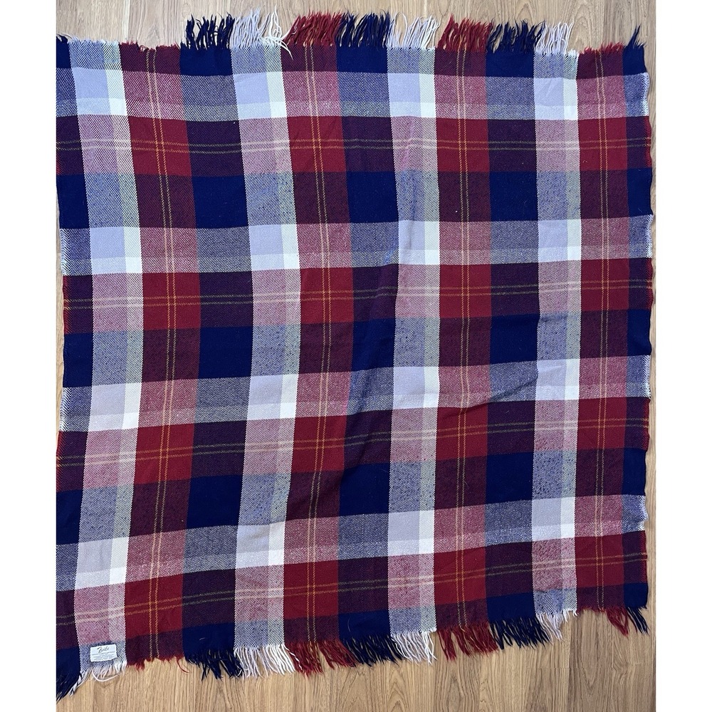 Vtg Faribo Throw Stadium Blanket Woolen Mill Minnesota 100% Wool Red/blue